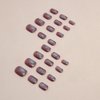 ANDGING Purple Cat Eye Press on Nails Short Square Glue on Nails with Bling Glitter Design Fake Nails for Wedding Birthday Manicure Acrylic False Nails Women 24Pcs Gel Stick on Nail with Glue ADG88L