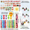 122PCS Christmas Party Favors Christma Coloring Books and Eight Color Crayons Funny Keychains Paper Glasses Stickers For Kids