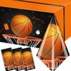 Basketball Tablecloth, 3 Pcs Basketball Birthday Decorations Rectangle Plastic Table Cover, Disposable Table Cloths for Basketball Sports Themed Party Supplies, 108 x 180 cm