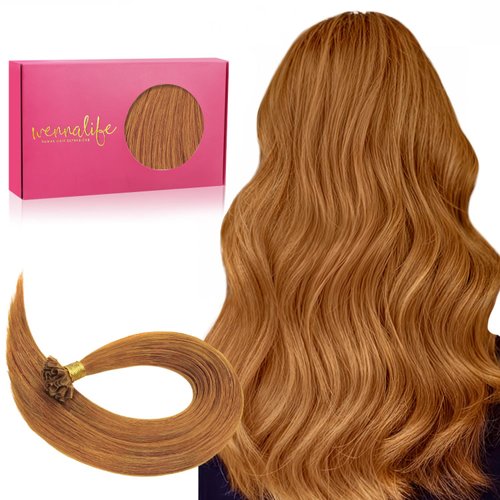WENNALIFE U Tip Hair Extensions Human Hair, 50g 50s 14 Inch Auburn Ginger Remy Hair Extensions K Tip Hair Extension Real Human Hair Invisible Straight Keratin Hair Extensions