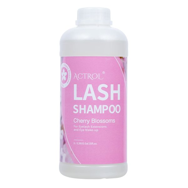 ACTROL Eyelash Extension Cleanser Cherry Blossom 1L Natural Lash Extension Shampoo Professional Eyelid Foaming Cleanser Paraben & Sulfate Free Non-lrritating with Salon and Home Care
