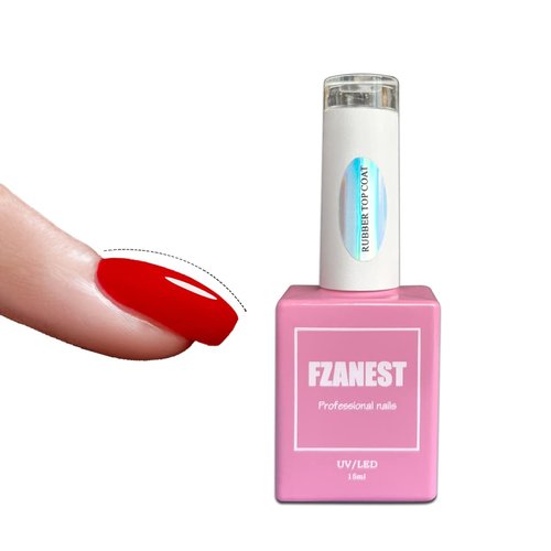 FZANEST Rubber Gel Top Coat,15ML Gel Nail Polish Ultra Shine No Wipe Thick Top Coat Strengthen/En...