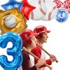 HADCKJA Baseball Balloons Baseball Birthday Party Supplies with 3rd Balloon Baseball Glove Balloon Red Blue Star Red Blue Confetti Balloon for Boy Shower Decorations Birthday Party Decorations 9Pcs