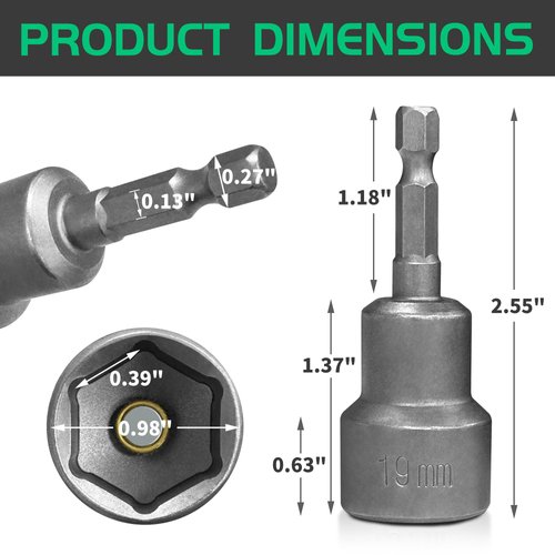 TONDA RV Scissor Jack Socket, Camper Travel Trailer Jack Drill Adapter, Works with 3/4 inch or 19mm Hex Drive Jacks, 1/4 Inch Hex Shank, 2 Pack