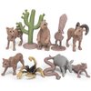 Fantarea Desert Wild Animal Model Figures Playsets 11 PCS Mini Cactus Armadillo Snake Lynx Wolf Scorpion Marmot Figurines Decoration Set Toys for Boys Girls Kids