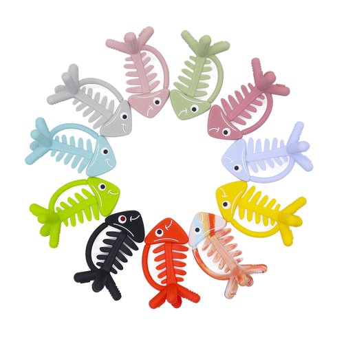 3in1 Infant Toys, Baby Teething Toys 0-3-6-12 Months, Teethers for Babies 3-6 6-12 Months for Teething Relief,Baby Teether Gift,Silicone,Sensory, Baby Toys 0-6 Months, USA Patent Pending,Rainbow Fish