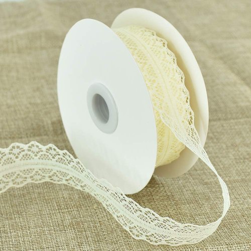 Lace Trim Ribbon Cream White 1.2 Inch Wide Vintage Pattern Roll Ribbons 25 Yards for Gift Wrapping Valentine's Day Floral DIY Crafts Sewing Bridal Wedding Birthday Party Decorations