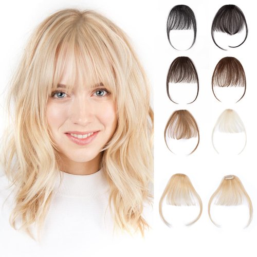 Clip in Bangs Hair Clip S-noilite Human Hair Bangs Hair Pieces for Women Air Bangs Fake Bangs #4 ...