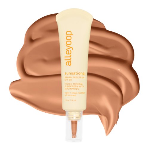 Alleyoop Sunsational Tinted Moisturizer Sunscreen for Face Broad Spectrum SPF 50, 100% Mineral Sunscreen with Jojoba, Protects Hydrates and Soothes Skin, Vegan, Cruelty-Free - Halo
