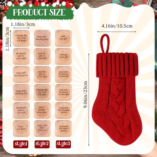 Hollowfly 12 Pcs Christmas Game Dice Gifts for Family Party Christmas Party Stocking Stuffers Gift Exchange Dice Game Xmas Game Ice Breaking Dice with Stocking for Women Men Adults