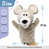 Hopearl Plush Mouse Hand Puppet with Open Movable Mouth for Imaginative Play, Role Play, Interactive Toy for Storytelling Teaching Puppet Theater, Gifts for Kids Boys Girls, Gray, 11''