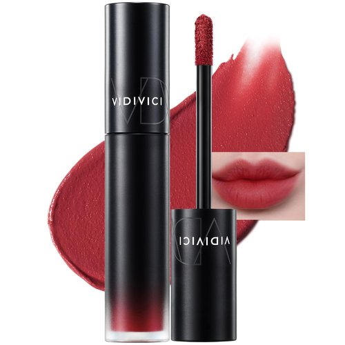 VIDIVICI Millennial Velvet Lip Tint - Thin, Comfortable & Long-Lasting Wear with Matte Finish - Seamless, Rich and Vibrant Shades - Moisture-Filled & Lightweight Texture. 0.15 fl.oz. (05 RED OVER)