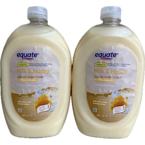 Liquid Hand Soap- with moisturizers (2pk- 100 fl ozs) ~complimentary dispenser (Milk & Honey)