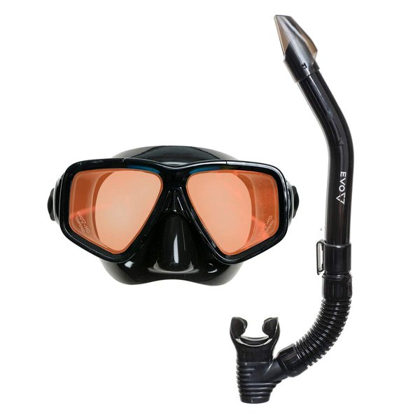 EVO Hi Definition Mask and Snorkel Combo - Dual Lens - Snorkel Mask Adult - Scuba Mask and Snorkel Set Adult - Scuba Diving Mask with Valve - Dive Mask - Scuba Diving Accessories - Scuba Gear