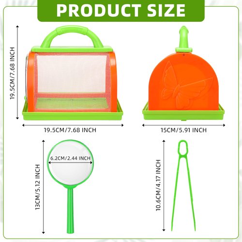Halloscume 2 Pack Bug Catcher Kit Summer Toy Gift for Kids Boys Girls Outdoor Critter Bug Container Insect Cage Educational Bug Box for Butterfly Catching Activity Supplies(Blue, Green)