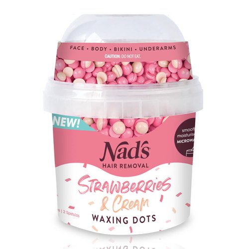 Nad's Waxing Dots - Strawberries & Cream Hard Wax Beads - Microwaveable No-Strip Formula For Women