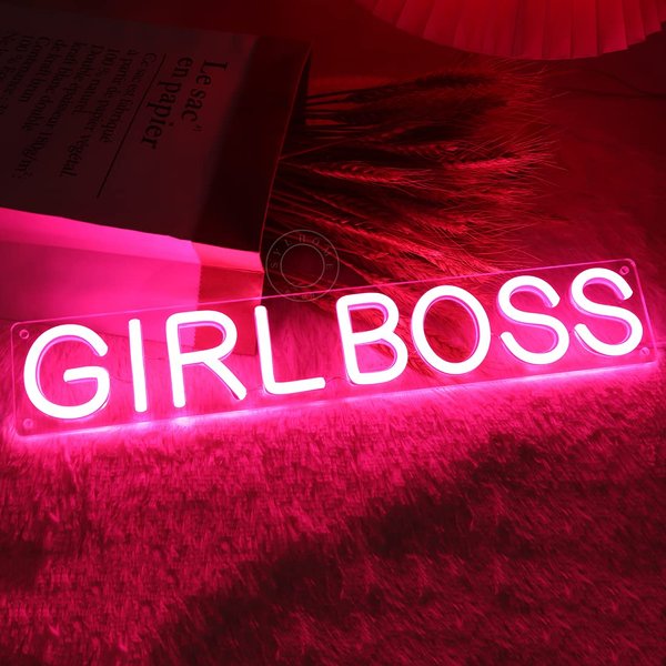 SYLHOME Girl Boss Led Neon Light Sign Pink USB Light Up Signs for Girls Bedroom Home Wall Sign Decor Female Office Dest Wall Sign Christmas Birthday Gifts 15.8" 5V