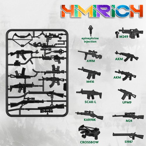 HIMIRICH 38 Pcs WW2 Military Weapons Pack Soldier Style Weapon Accessories, Army Gun Sets Toys Compatible with Classic Building Blocks for Children Age 6 to 15 Years