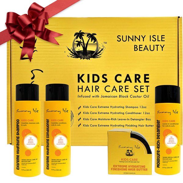 Sunny Isle Kids Care Hair Care Set 4-Piece Boxed Bundle Gift Set