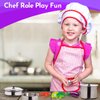 FUNERICA Kids Apron and Chef Hat Set for Girls and Boys. For Pretend Role Play, Cooking, Baking, Painting, and Gardening. Featuring Long Strap and Convenient Pocket in Bright Beautiful Red Color