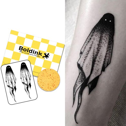 Boldink Semi-permanent tattoos, realistic fake tattoos, last 7-15 days, waterproof non-reflective temporary tattoo stickers, cruelty-free, uniquely designed exquisite packaging（Ghost）