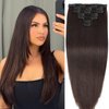 Dark Brown Clip in Hair Extensions Real Human Hair 18Inch Brazilian Remy Human Hair for Women Straight Clip ins Natural Soft Double Weft Extensions for Woman 120g 7pcs 16clips One Pack