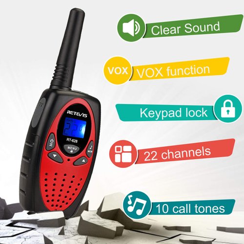 Retevis RT628 Walkie Talkies for Kids,Toys Gifts for 3-14 Years Old Boys Girls,Long Range 2 Way Radio 22CH VOX,Birthday Gift,Family Walkie Talkie for Camping Hiking Indoor Outdoor