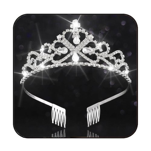 Brishow Rhinestone Tiara and Crown Silver Crystal Princess Crown Bridal Headband Crown Hair Accessories for Women and Grils