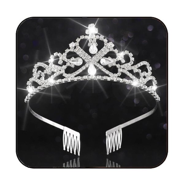 Brishow Rhinestone Tiara and Crown Silver Crystal Princess Crown Bridal Headband Crown Hair Accessories for Women and Grils