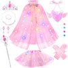 Surelect Princess Dress Up Clothes for Little Girl, Light Up Princess Cape Set with Crown, Princess Dresses for Girls 3-8 Role Play, Princess Toy Gift for Halloween Christmas Birthday Party