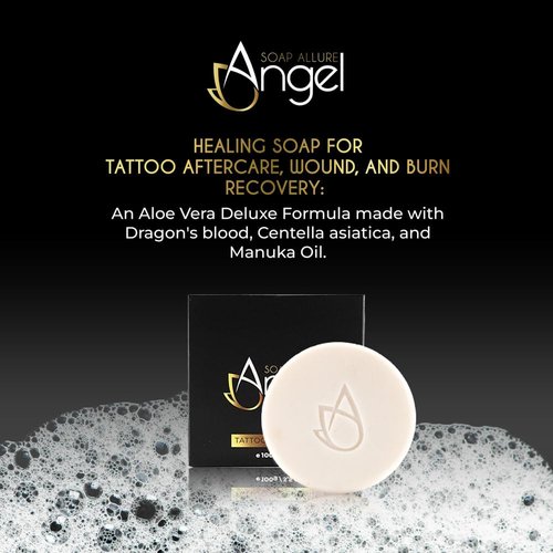 Angel Soap Allure Tattoo Aftercare - Organic Cleansing Soap Bar - Vegan Soap Bar for Tattoos, Piercings, and PMU, Neutral Soap with Aloe, Dragons Blood and Centella Asiatica (Pack of 2)