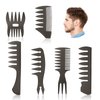 URAQT Hair Comb Set, 6Pcs Wide Tooth Hair Comb Styling Set, Professional Shaping & Wet Pick Pompadour Comb, Anti-Static Hairdressing Comb Curl Wet Comb for Men and Women Hair Hairstyle