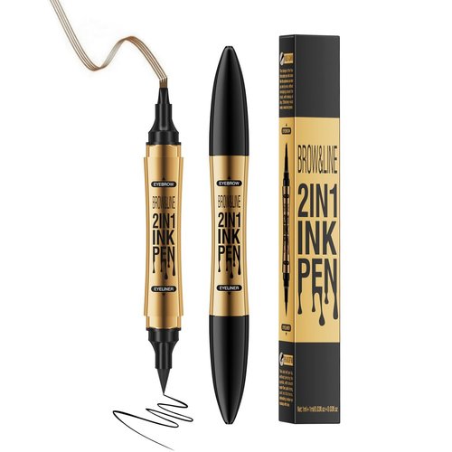 2 in 1 Eyebrow Microblading Pen, 2024 New 3D Microblading Eyebrow Pen Tattoo Pencil 4 Fork Tip, Waterproof Magic Microblading Eyebrow Pencil for Natural Makeup Last All Day - 9703#Dark brown