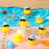 Sotiff Mini Rubber Ducks Bulk for Kids Children Cute Yellow Duck Toy for Dashboard of Car Bathtub Ornaments with Sunglasses Swim Ring Mini Hat Necklace and for Baby Shower(24 Sets,Cute)