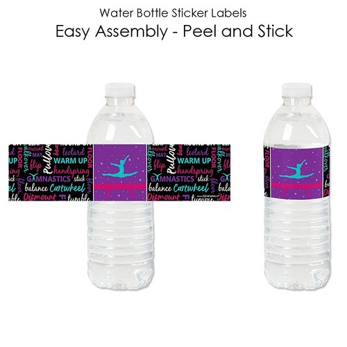 Tumble, Flip & Twirl - Gymnastics - Birthday Party or Gymnast Party Water Bottle Sticker Labels - Set of 20