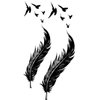 Oottati 2 Sheets Waterproof Small Cute Fake Hand Neck Temporary Tattoos Stickers Scar Cover 2pcs Black Feather Birds
