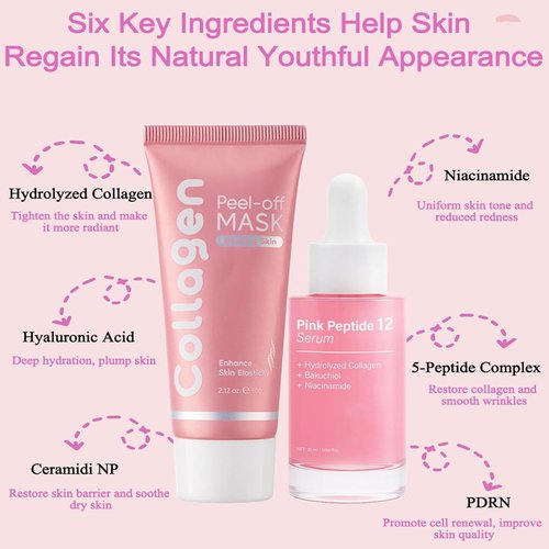 Skynflow Collagen Mask, Skynflow Face Mask, with Peptides PDRN Serum, Enhance Skin Elasticity, Reduces Sagging