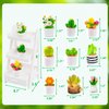 U-Zimikee 10 Pcs Miniature Dollhouse Plants Flowers with White Plant Stand, Miniature Bonsai Plant Mini Potted Plants Artificial Tiny Greenery Ornament Faux Flower Plants for Dollhouse Decoration