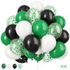 Green and Black Balloons, 50Pcs 12 Inch Green White Black Birthday Balloons, Green Confetti Balloons white Latex Balloons for Boys Kids Video Game Football Theme Party Baby Shower Supplies