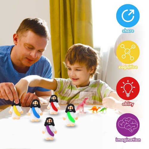 URSKYTOUS 25pcs Mini Jesus Figurine Bulk Little Jesus Figures Toys Tiny Religious Doll to Hide and Seek Christ Religious Party Favors Savior Jesus for Sunday School Craft Easter Eggs Baptism Gift