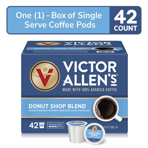 Victor Allen's Coffee Donut Shop Blend, Medium Roast, 42 Count, Single Serve Coffee Pods for Keurig K-Cup Brewers