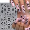 Halloween Nail Stickers for Nail Art Spider Pink White Ghost Spider Web Nail Art Decals 3D Self-Adhesive Halloween Nails Rhinestones Designs Charms Spider Stickers for Women Manicure Decoration 4Pcs