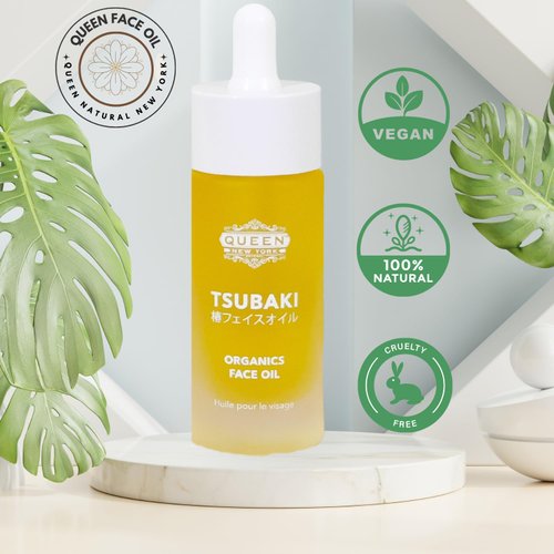 QUEEN TSUBAKI OIL: Organic Japanese Tsubaki Face Oil, the Ultimate Natural Japanese Beauty Secret Elixir for Youthful Skin, Anti-Aging, Dewy Glow Hydrating-Best Face Moisturizer