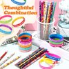 Sabary 48 Pcs Happy Birthday Pencils Rubber Bracelets Set Birthday Party Favors Birthday Pencils Silicone Wristbands Birthday Bracelet for Kids Students Teachers Classroom Reward Gifts (Bright Style)