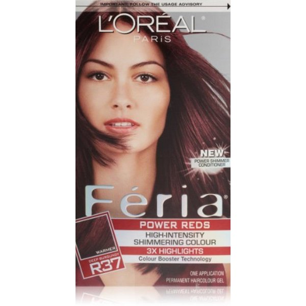 L'Oreal Paris Feria Multi-Faceted Shimmering Permanent Hair Color, R37 Blowout Burgundy (Deep Burgundy), Pack of 1, Hair Dye