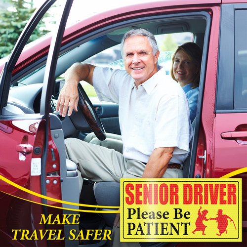 4 Pieces Reflective Elderly Driver Magnet for Car Driver Car Magnets Old People Gag Gifts Please Be Patient Yellow Elderly Car Magnet Sign Magnetic Bumper Sticker for Grandma and Grandpa
