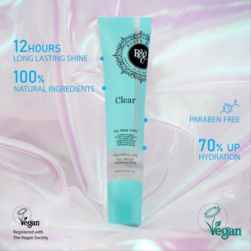 ROSÉE & CO Rosee Lip Gloss Vegan & Cruelty Free Treatment, Long Lasting Glossy with Shea Butter, Moisturize, Protect & Smooth - Clear (Set of 4-4)
