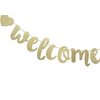 Welcome Baby Gold Glitter Banner- Baby Shower,Pregnancy Announcement, Gender Reveal Party Supplies (Gold)