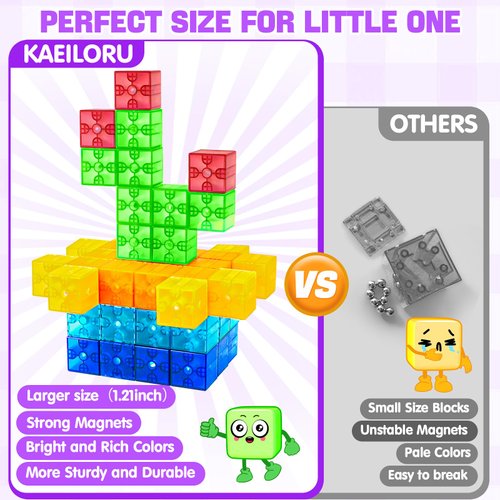 Magnetic Blocks - 32pcs Translucent Magnetic Cubes, Digit Blocks Magnet Toys for Kids, STEM Rainbow Magnetic Building Blocks for Toddlers 1-3, Christmas Birthday Gifts for Girls Boys Ages 3-8