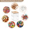 BTSKY Clear Stackable Paper Clip Holder with Bamboo Lid 2-Layer Paperclip Box Thick Acrylic Office Supply Accessory Organizer Square Small Storage Holder Cute Qtip Holder for Office Bathroom Vanity